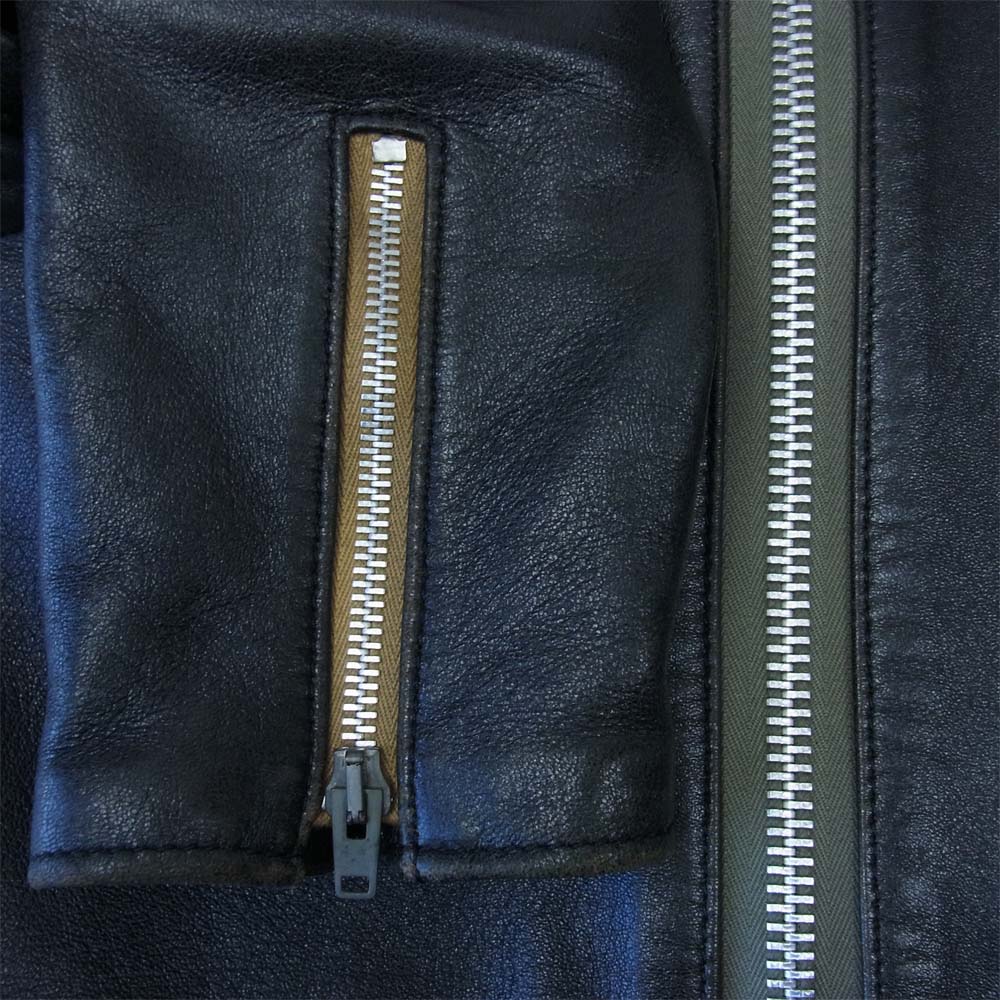 ADDICT CLOTHES アディクトクローズ AD-03 茶芯 ベジタン SHEEP SKIN BRITISH ASYMMETRY JACKET フルベジタブルタンニン ダブル ライダース ブラック系 38【中古】