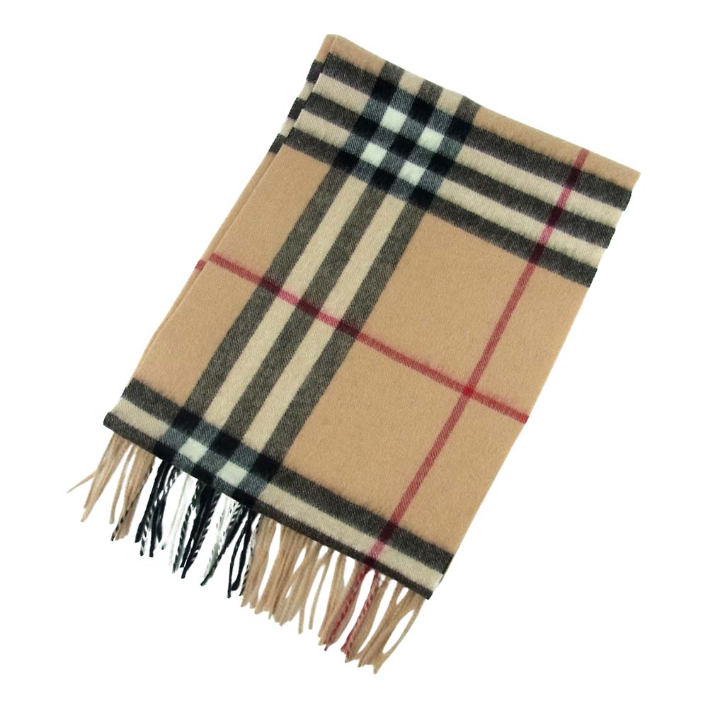 BURBERRY バーバリー London England カシミヤ100％ スコットランド製 PATCHWORK PRINT GIANT CHECK CASHIMERE SCARF ノヴァチェック マフラー ライトブラウン系【極上美品】【中古】