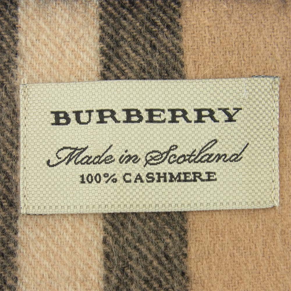 BURBERRY バーバリー London England カシミヤ100％ スコットランド製 PATCHWORK PRINT GIANT CHECK CASHIMERE SCARF ノヴァチェック マフラー ライトブラウン系【極上美品】【中古】