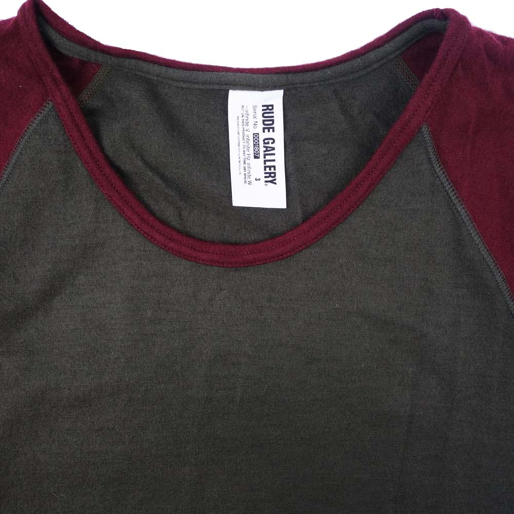 RUDE GALLERY ルードギャラリー 1807 RUDE GALLERY ウール 七分袖 Tシャツ カーキ系 3【中古】