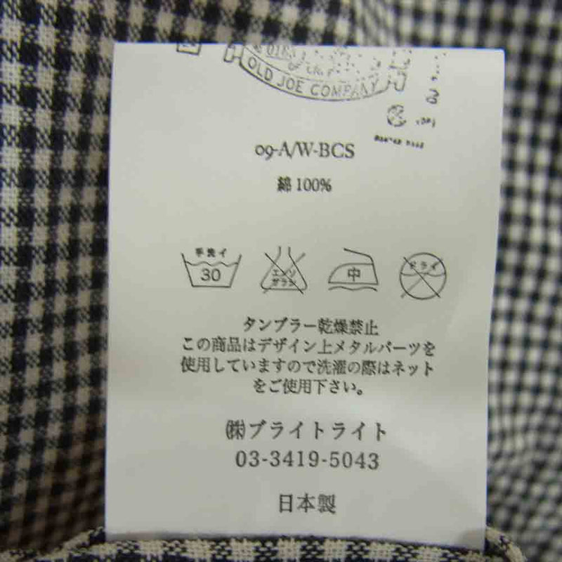 オールドジョー 09-A/W-BCS BESPOKE COLLAR ボタンダウン ギンガムチェック シャツ ブラック系 ホワイト系 36【中古】