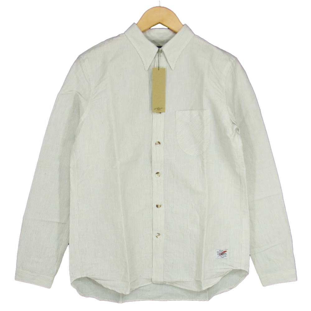LOST CONTROL ロストコントロール LMS-S9-09 WHITE STRIPE ホワイト ストライプ 長袖 シャツ ホワイト系 ブラック系 2【新古品】【未使用】【中古】