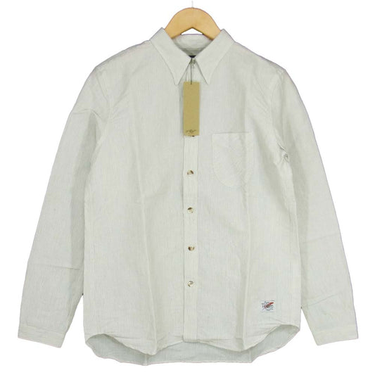 LOST CONTROL ロストコントロール LMS-S9-09 WHITE STRIPE ホワイト ストライプ 長袖 シャツ ホワイト系 ブラック系 2【新古品】【未使用】【中古】