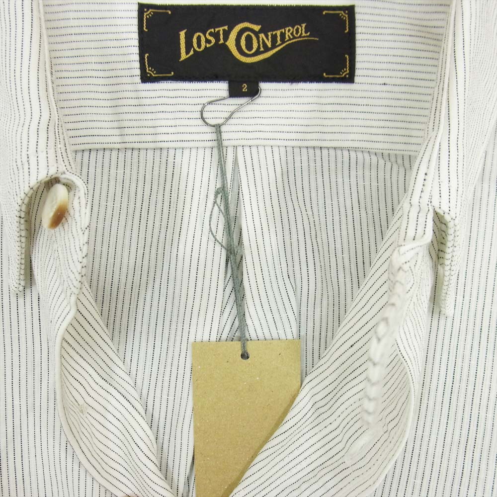 LOST CONTROL ロストコントロール LMS-S9-09 WHITE STRIPE ホワイト ストライプ 長袖 シャツ ホワイト系 ブラック系 2【新古品】【未使用】【中古】