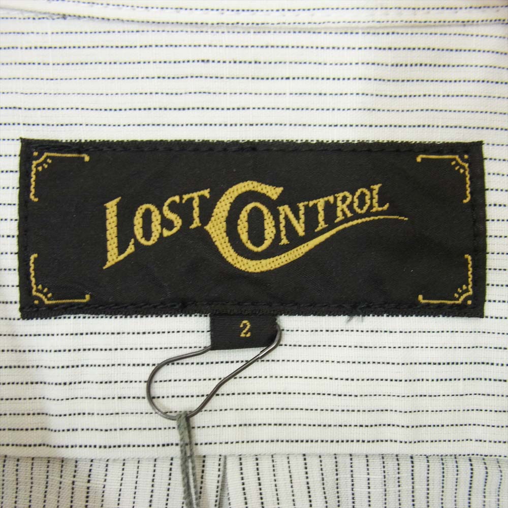 LOST CONTROL ロストコントロール LMS-S9-09 WHITE STRIPE ホワイト ストライプ 長袖 シャツ ホワイト系 ブラック系 2【新古品】【未使用】【中古】