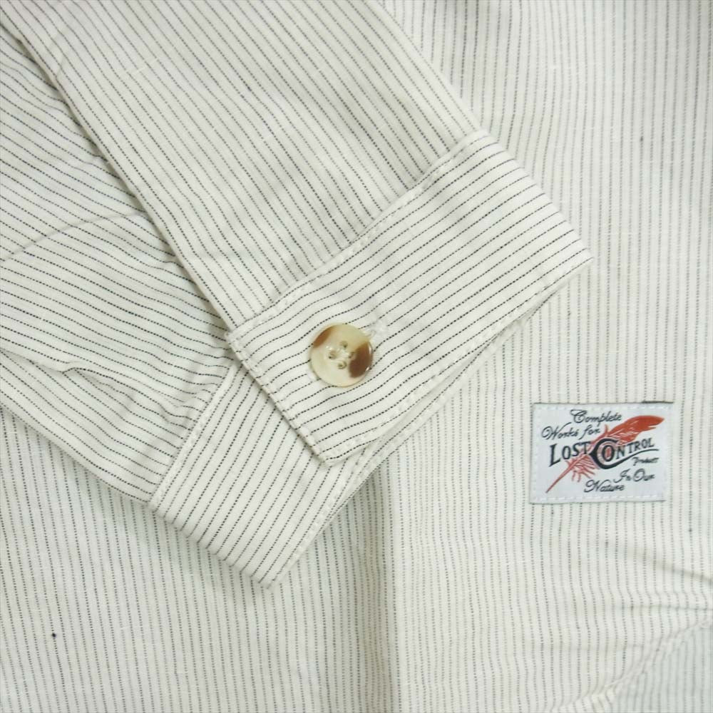 LOST CONTROL ロストコントロール LMS-S9-09 WHITE STRIPE ホワイト ストライプ 長袖 シャツ ホワイト系 ブラック系 2【新古品】【未使用】【中古】