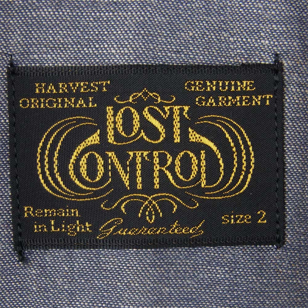 LOST CONTROL ロストコントロール L10S1-2004 インディゴ 長袖 ワーク シャツ ダークグレー系 2【新古品】【未使用】【中古】