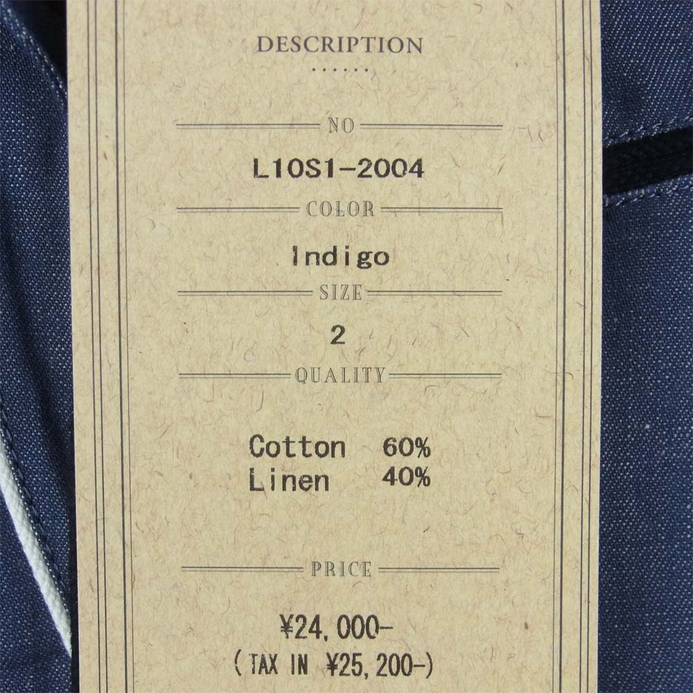 LOST CONTROL ロストコントロール L10S1-2004 インディゴ 長袖 ワーク シャツ ダークグレー系 2【新古品】【未使用】【中古】
