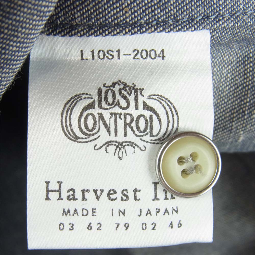 LOST CONTROL ロストコントロール L10S1-2004 インディゴ 長袖 ワーク シャツ ダークグレー系 2【新古品】【未使用】【中古】