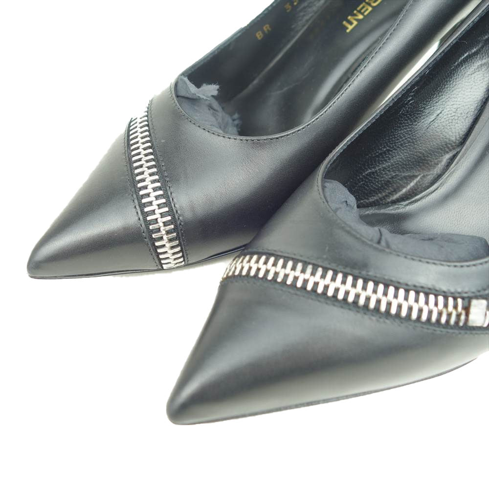 SAINT LAURENT サンローラン 335178 ジップ ヒール パンプス ブラック系 ホワイト系 35.5【極上美品】【中古】