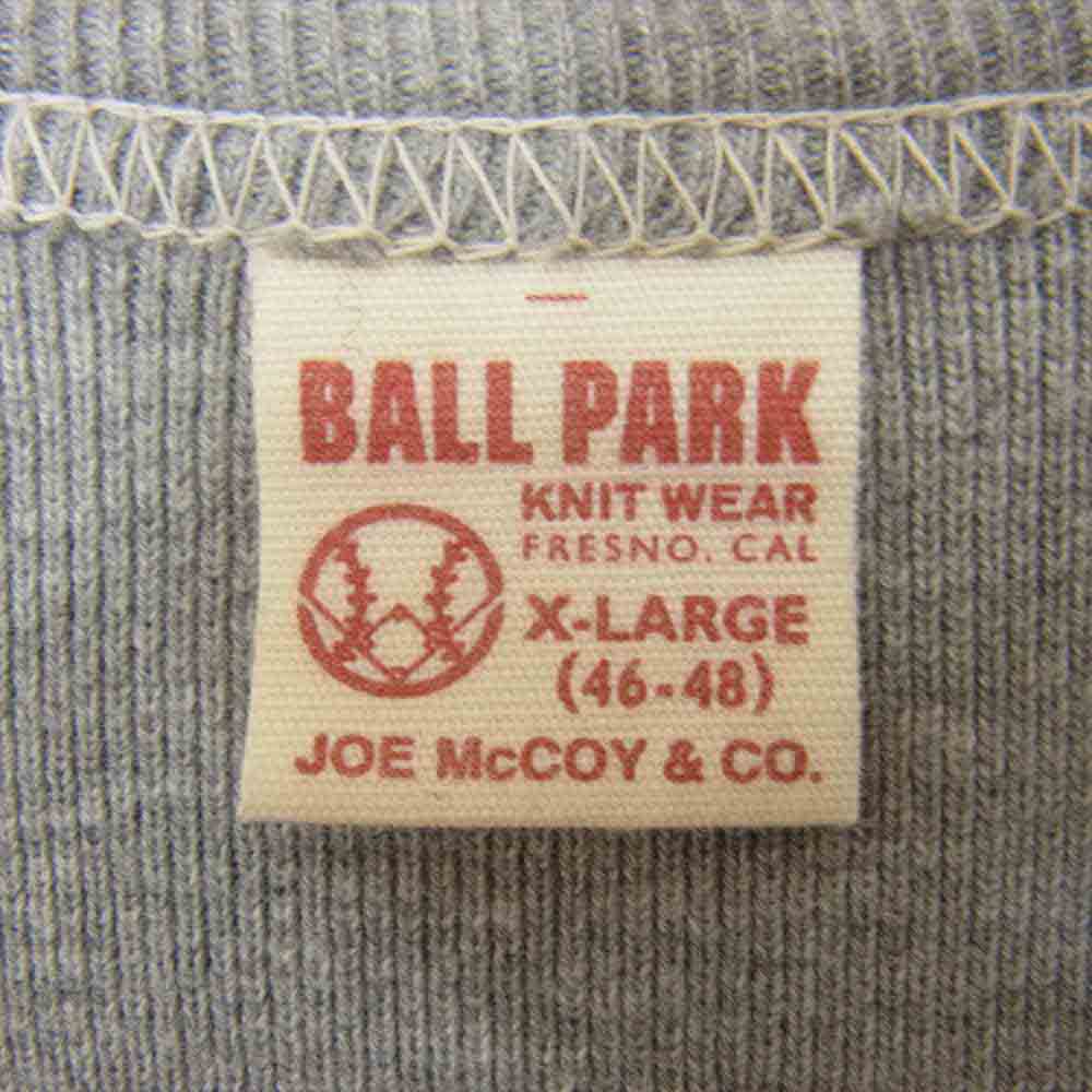 The REAL McCOY'S ザリアルマッコイズ JOE McCOY BALL PARK 3B HENRY ヘンリー 長袖 Tシャツ グレー系 46【中古】
