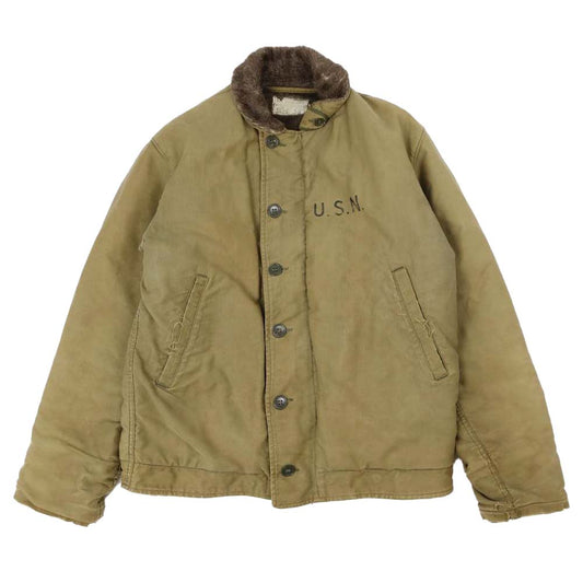ヴィンテージ 40s 50s USN N-1 DECK JACKET デッキジャケット ミリタリー ベージュ系 38【中古】