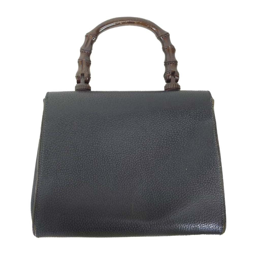 GUCCI グッチ オールド ホースシュー バンブー スクエア ハンドバッグ ブラック系【中古】