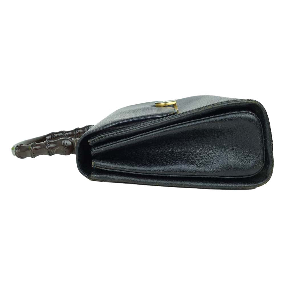 GUCCI グッチ オールド ホースシュー バンブー スクエア ハンドバッグ ブラック系【中古】