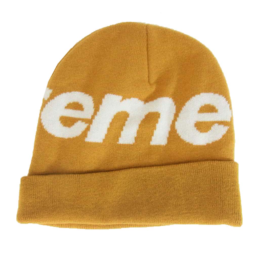 Supreme シュプリーム 17AW BIG LOGO BEANIE ビッグ ロゴ ビーニー イエロー系【美品】【中古】