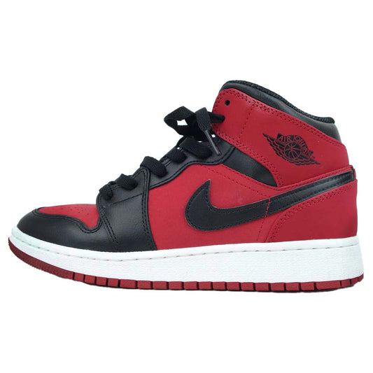 NIKE AIR JORDAN ナイキ ジョーダン 554725 610 1 MID GS エアジョーダン1 レトロ スニーカー レディース  レッド系 ブラック系 23.5cm【美品】【中古】