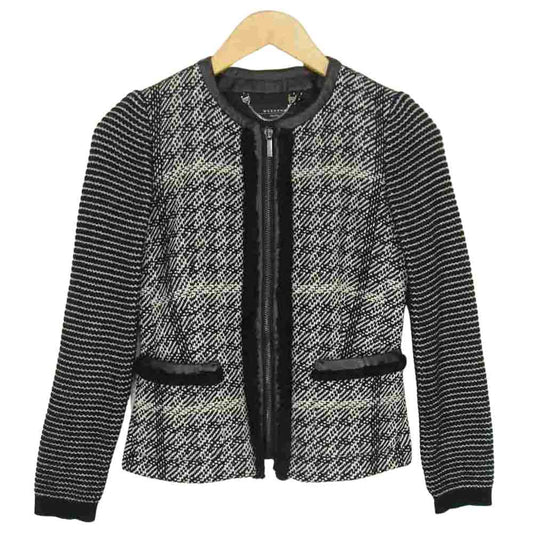 MAX MARA マックスマーラ WEEKEND ウィークエンド 袖切替 ノーカラー ツイード ジャケット マルチカラー系 155/80A【美品】【中古】