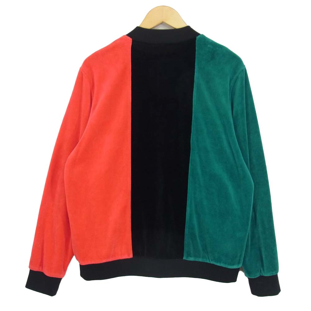 Supreme シュプリーム 18SS  Velour Zip Up Jacket ベロア ジップ ジャケット スクリプト ロゴ 刺繍 レッド系 グリーン系 ブラック系 M【中古】