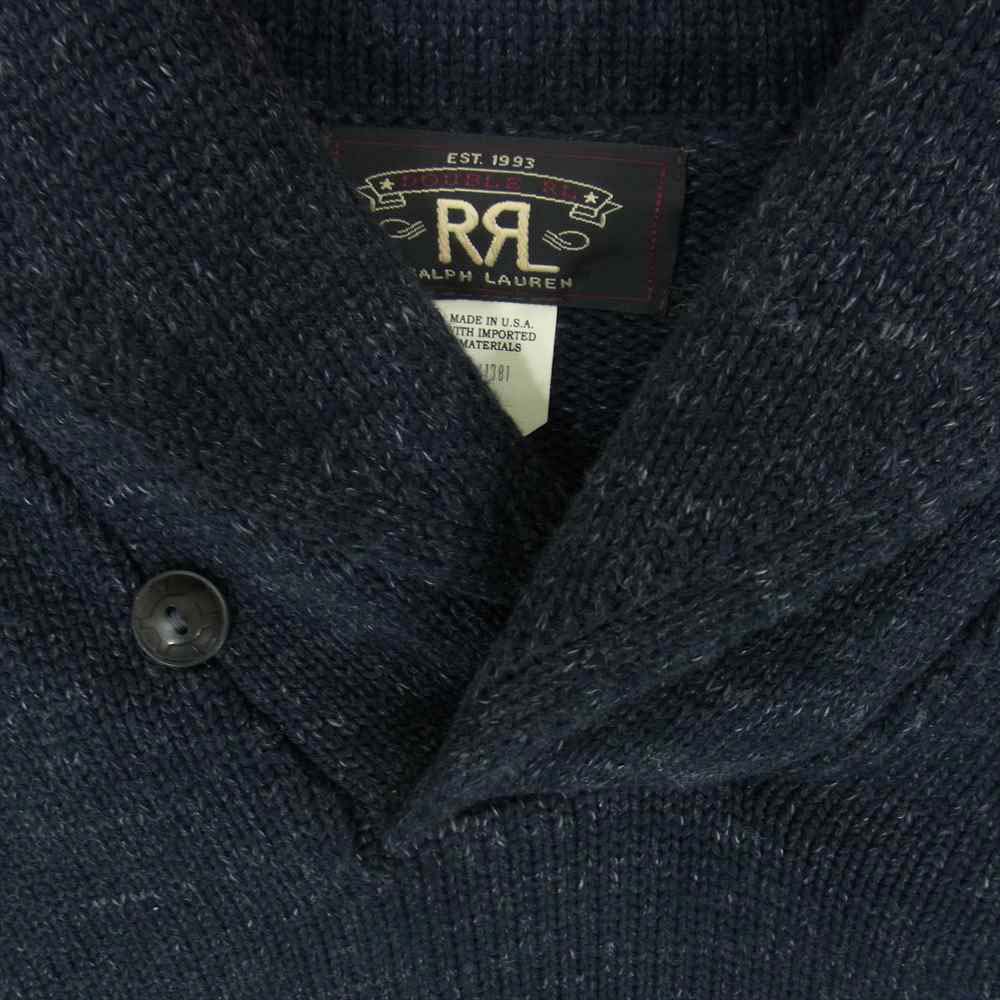 RRL ダブルアールエル 国内正規品 USA製 ショールカラー コットン セーター ダークネイビー系 XS【美品】【中古】