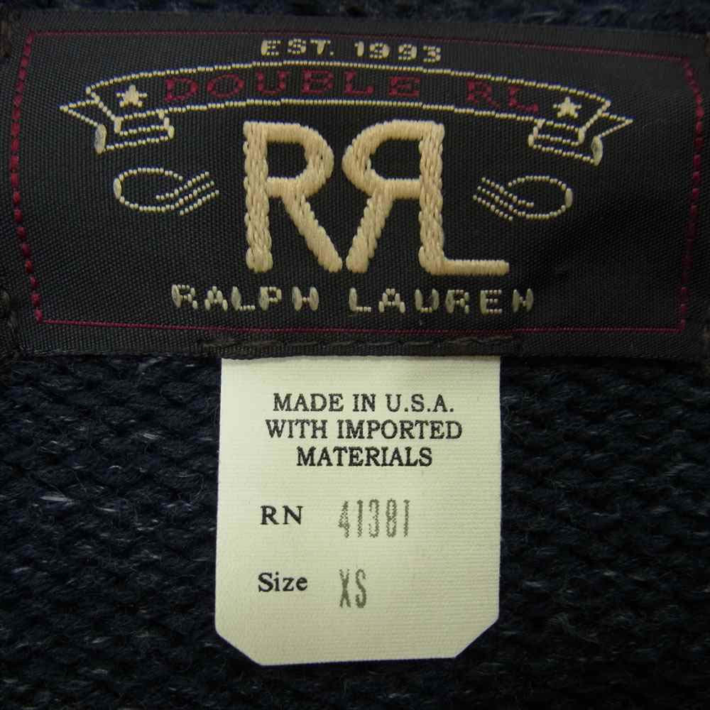 RRL ダブルアールエル 国内正規品 USA製 ショールカラー コットン セーター ダークネイビー系 XS【美品】【中古】