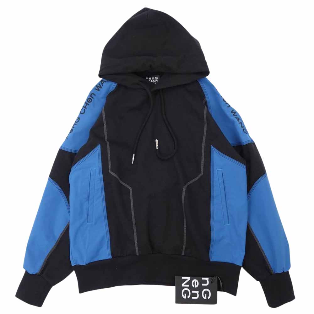 フェンチェンワン FF10HOO402 Black and Blue French Terry Hoodie ロゴ刺? 切替 プルオーバー パーカー ブラック系 XS【中古】
