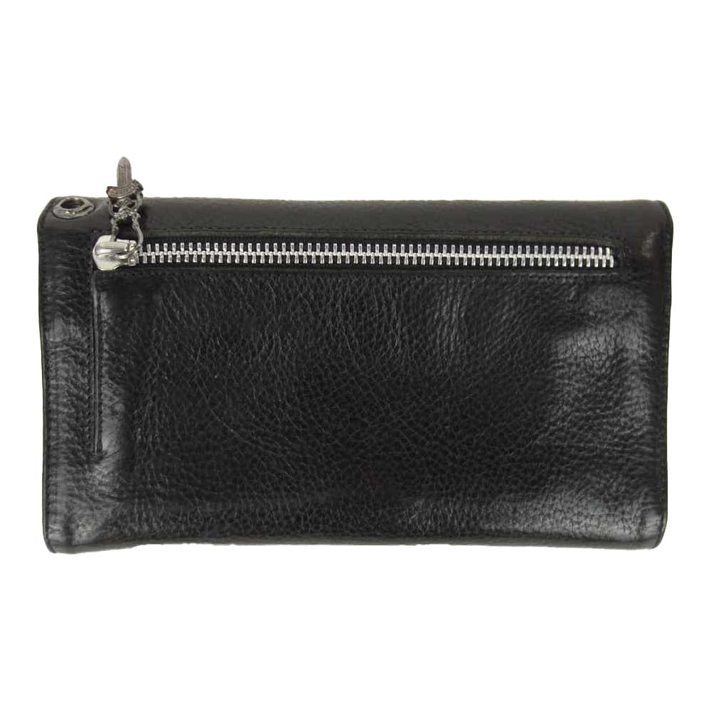 CHROME HEARTS クロムハーツ（原本有） WAVE ウェーブ クロスボールボタン レザー ウォレット ブラック系【中古】