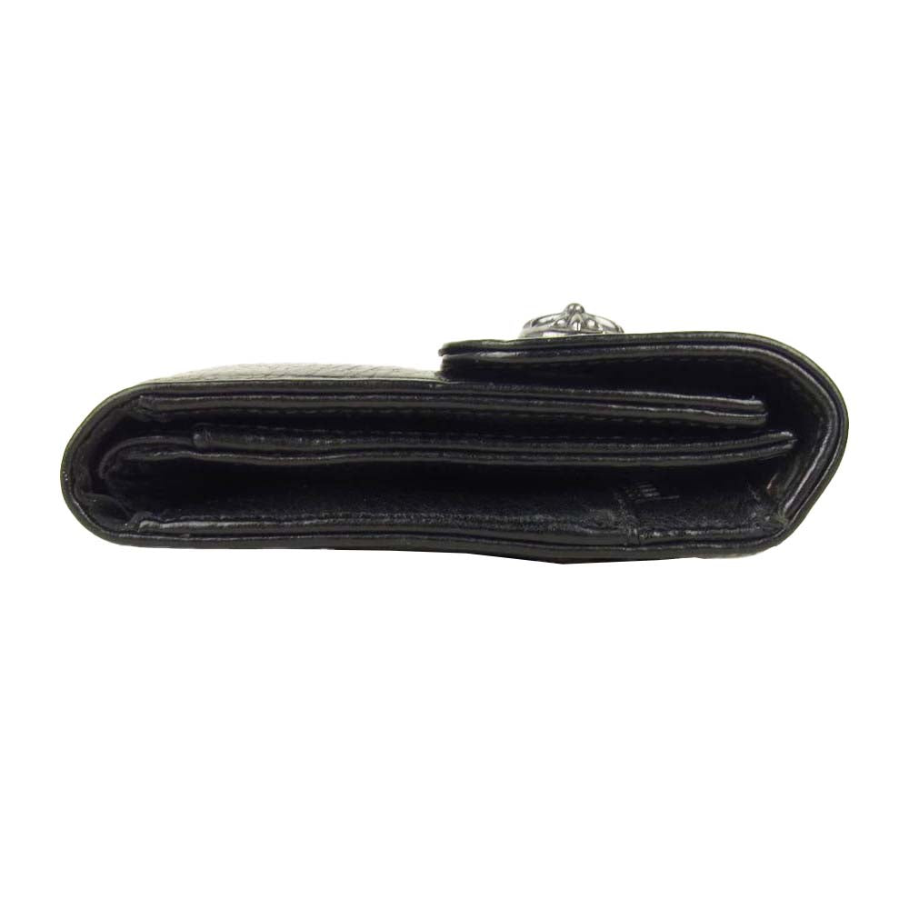 CHROME HEARTS クロムハーツ（原本有） WAVE ウェーブ クロスボールボタン レザー ウォレット ブラック系【中古】