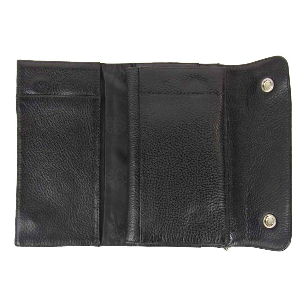 CHROME HEARTS クロムハーツ（原本有） WAVE ウェーブ クロスボールボタン レザー ウォレット ブラック系【中古】