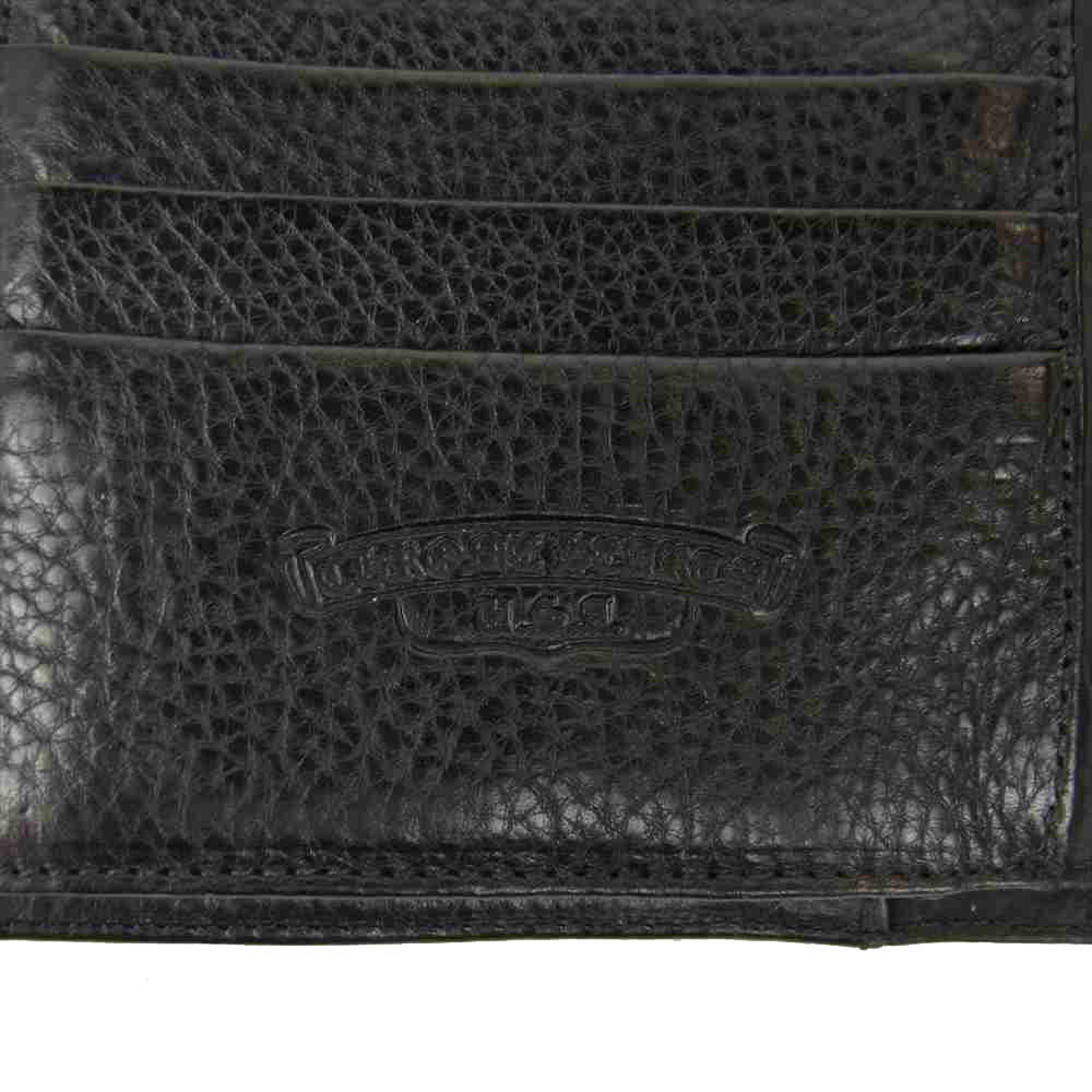 CHROME HEARTS クロムハーツ（原本有） WAVE ウェーブ クロスボールボタン レザー ウォレット ブラック系【中古】