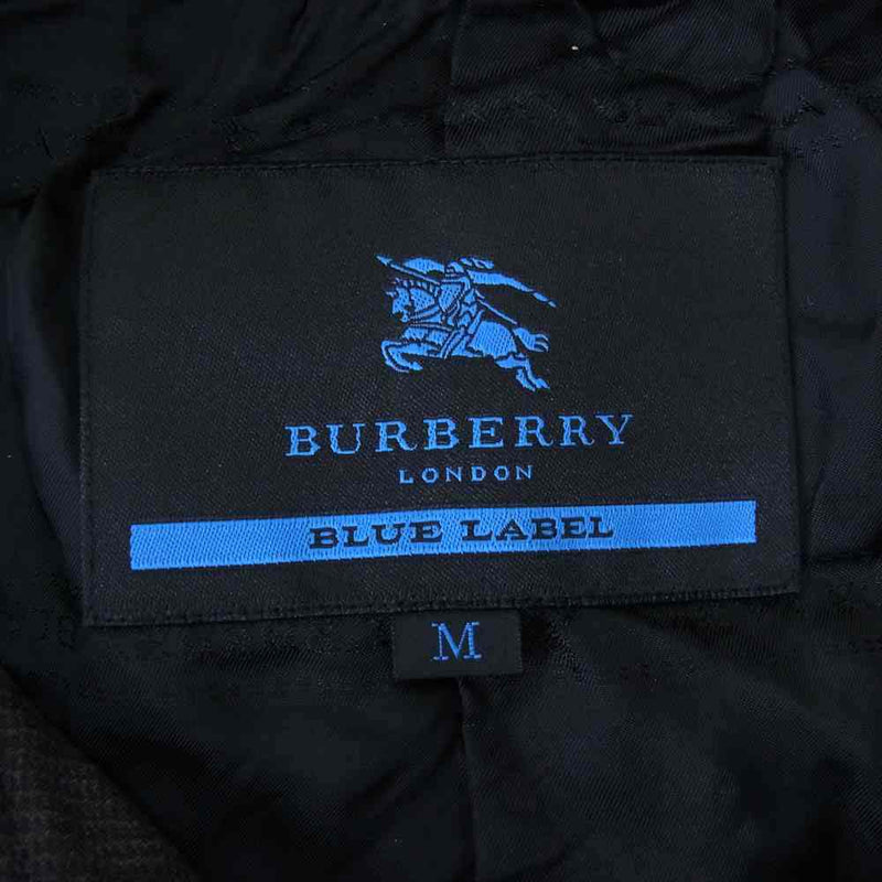 BURBERRY BLUE LABEL バーバリーブルーレーベル チェック フーデッド コート ブラック系 ブラウン系 M【中古】