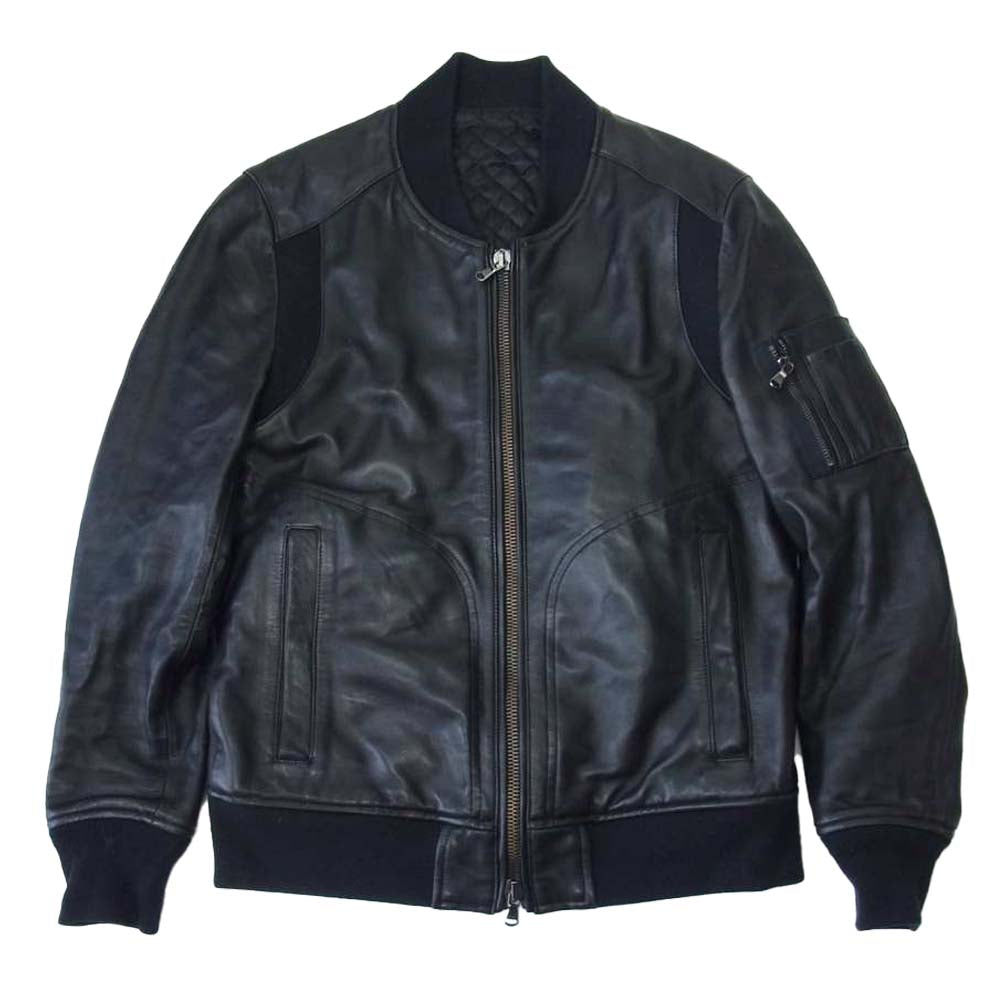 ゴーサンゴーイチプールオム ラムレザー フルジップ レザー ブルゾン ジャケット ブラック系 2【中古】