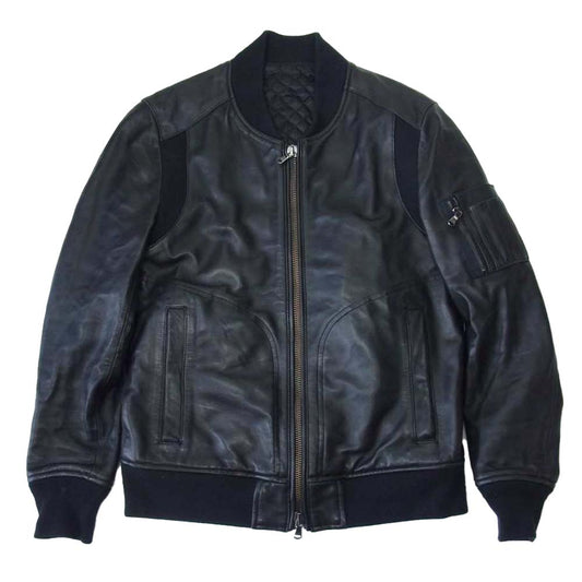 ゴーサンゴーイチプールオム ラムレザー フルジップ レザー ブルゾン ジャケット ブラック系 2【中古】