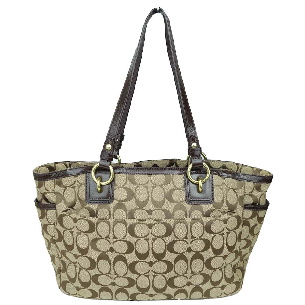 COACH コーチ F19249 シグネチャー ジップトートバッグ ブラウン系【中古】