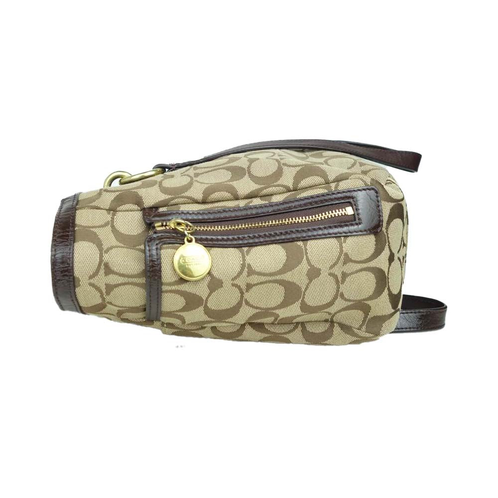 COACH コーチ F19249 シグネチャー ジップトートバッグ ブラウン系【中古】
