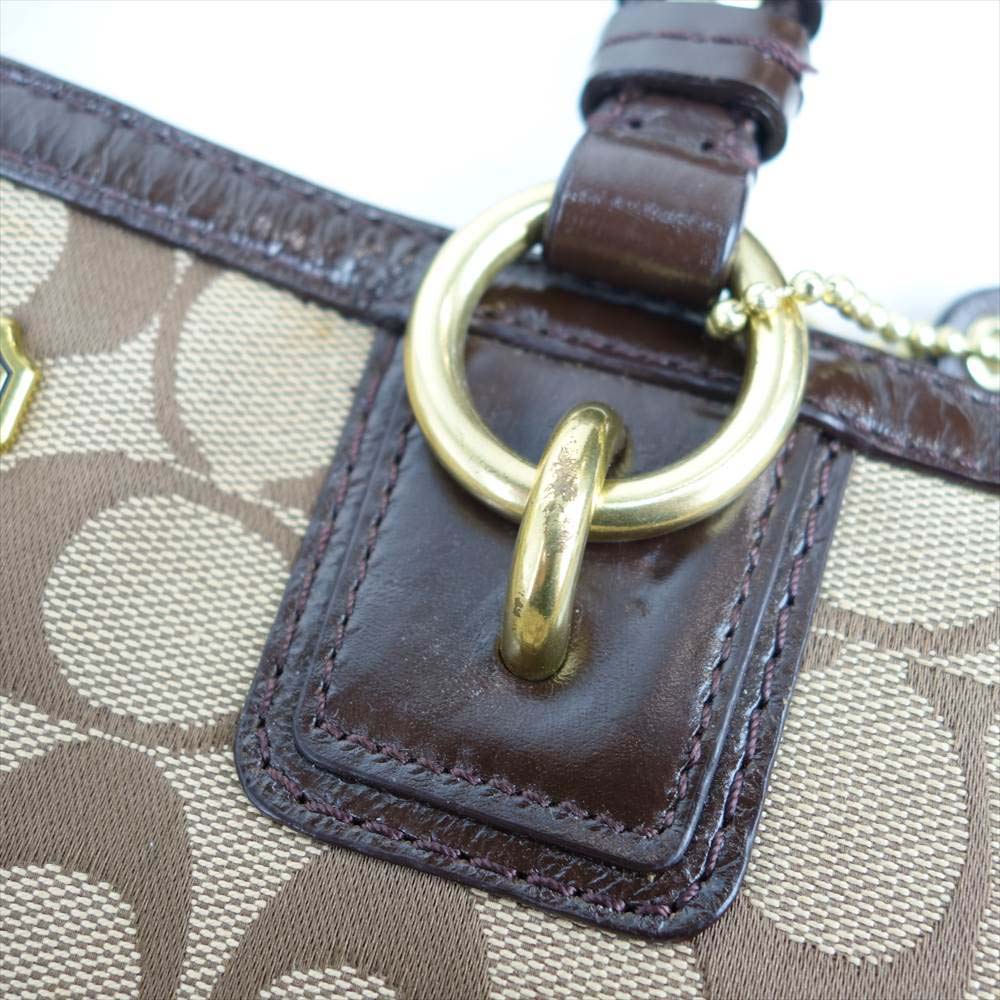 COACH コーチ F19249 シグネチャー ジップトートバッグ ブラウン系【中古】