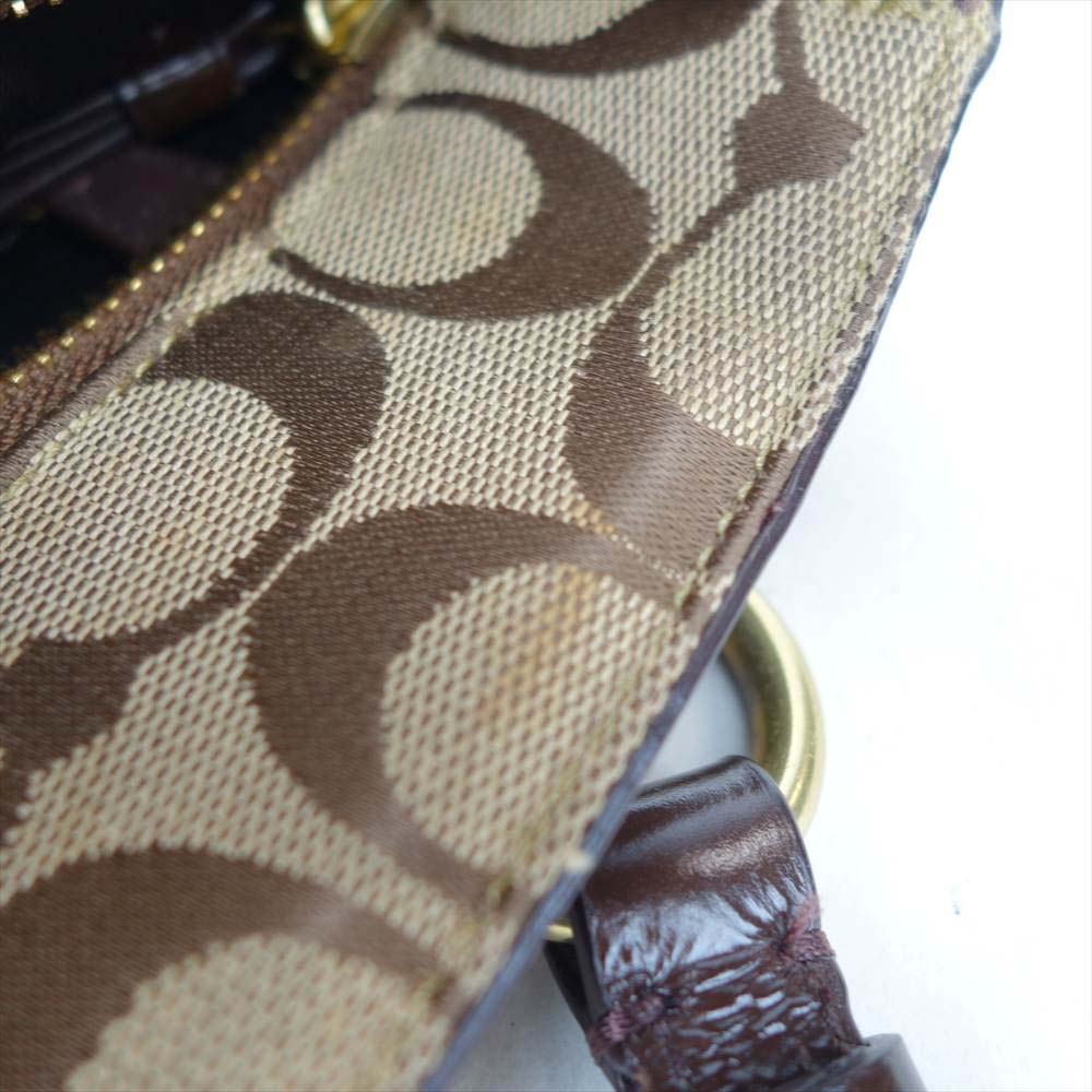 COACH コーチ F19249 シグネチャー ジップトートバッグ ブラウン系【中古】