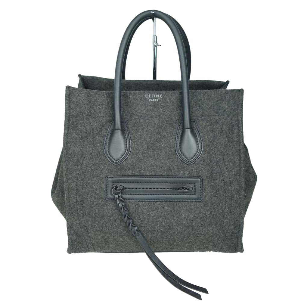 CELINE セリーヌ スモール スクエア ラゲージ ファントム フェルト × レザー グレー系【中古】