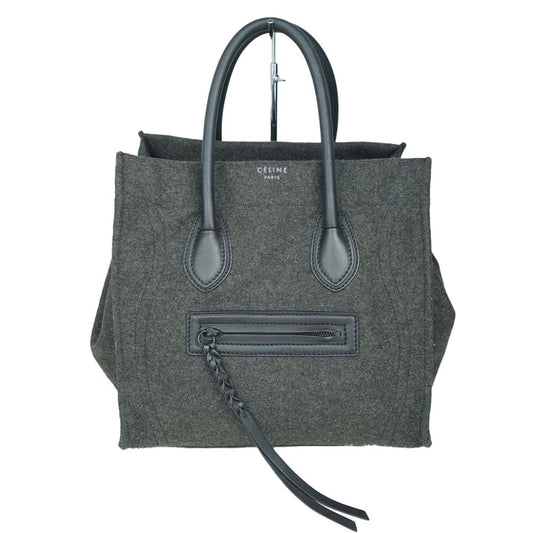 CELINE セリーヌ スモール スクエア ラゲージ ファントム フェルト × レザー グレー系【中古】