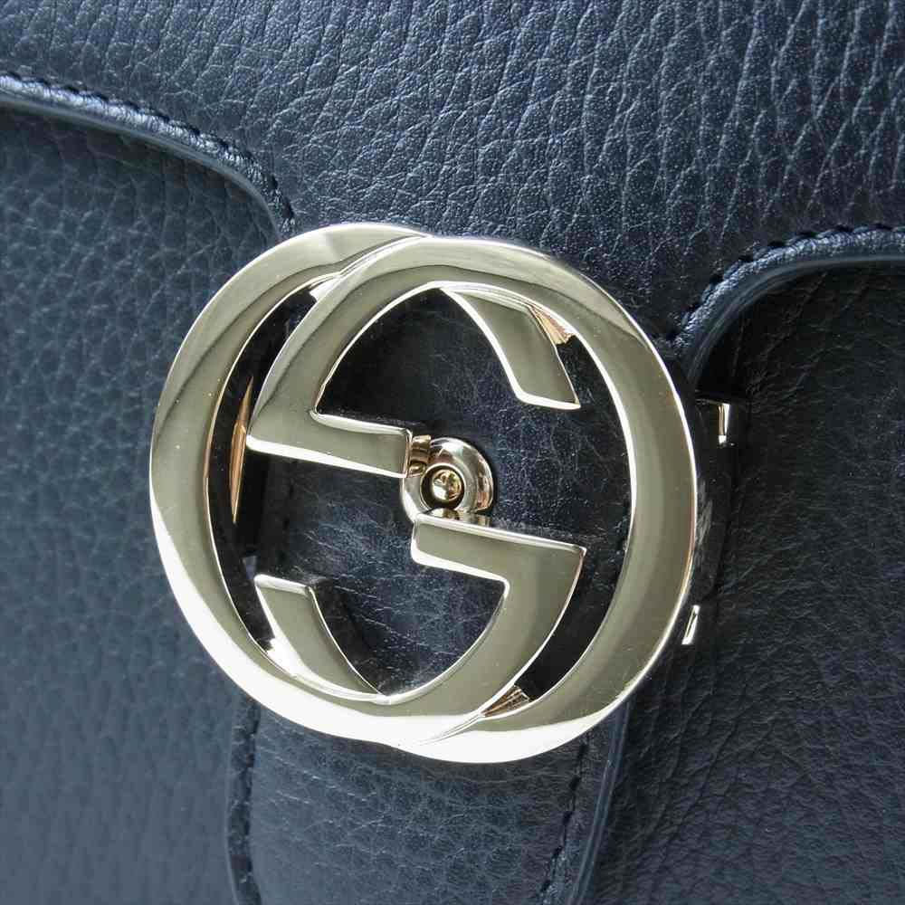 GUCCI グッチ 510304 インターロッキング チェーン ショルダー バッグ ブラック系【美品】【中古】