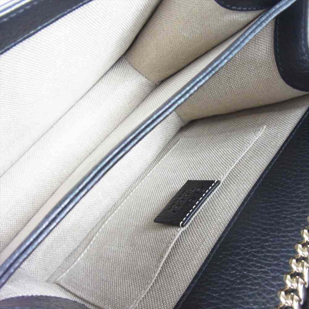 GUCCI グッチ 510304 インターロッキング チェーン ショルダー バッグ ブラック系【美品】【中古】