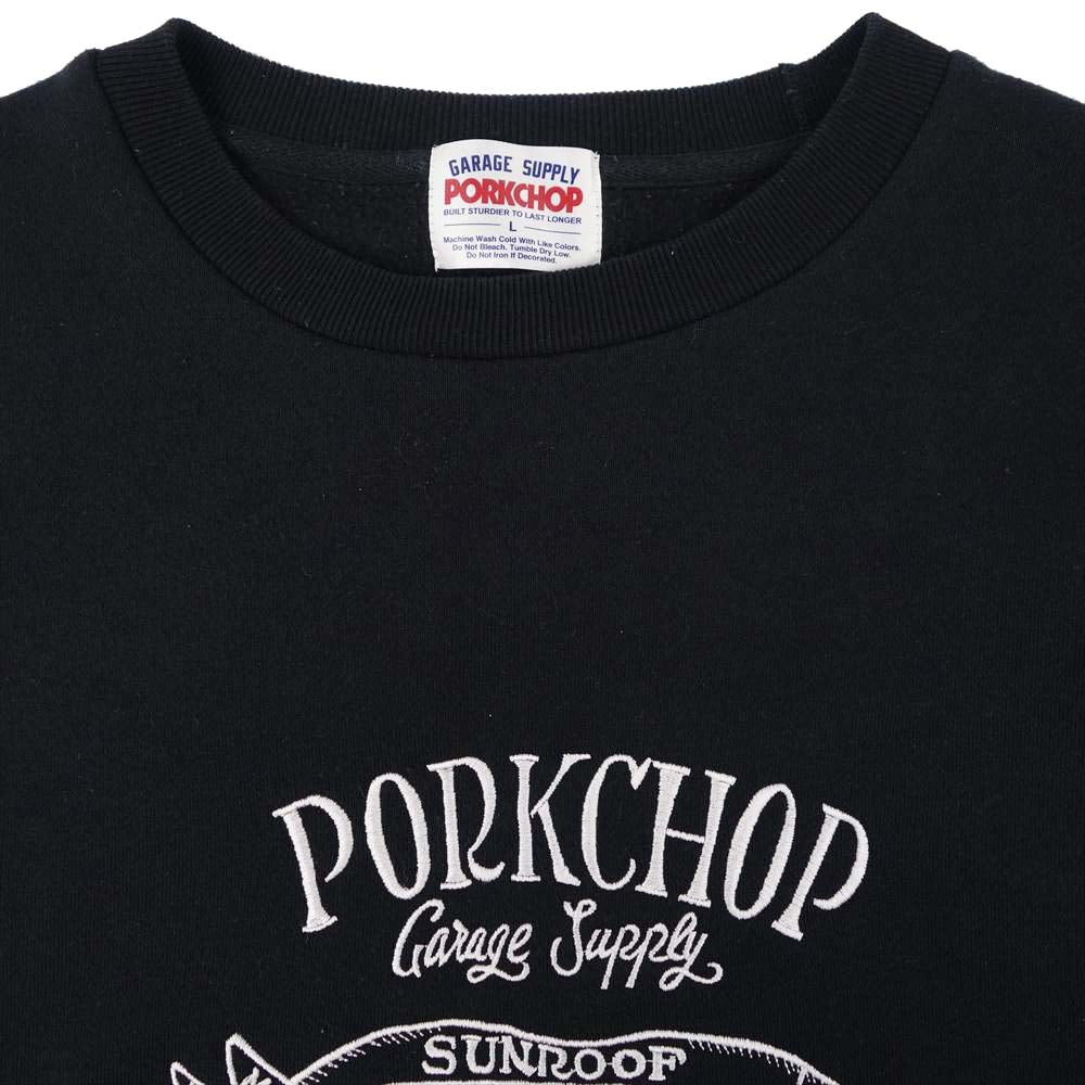 ポークチョップ 20SS PORK FRONT STITCH SWEAT 刺繍 クルーネック ブラック系 L【中古】