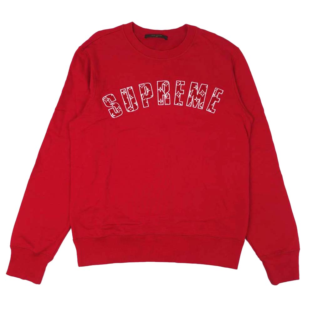 Supreme シュプリーム 17AW × LOUISVUITTON  LV Arc Logo Crewneck ルイヴィトン アーチロゴ クルーネック スウェット レッド系 M【中古】