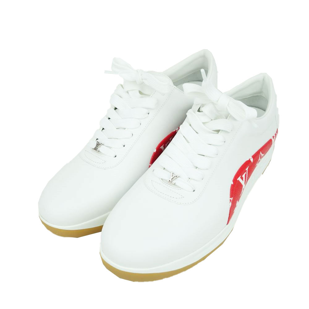 Supreme シュプリーム 17AW 1A3EQ6 × LOUISVUITTON Monogram Sneakers ルイヴィトン モノグラム スニーカー ホワイト系 レッド系 8【極上美品】【中古】