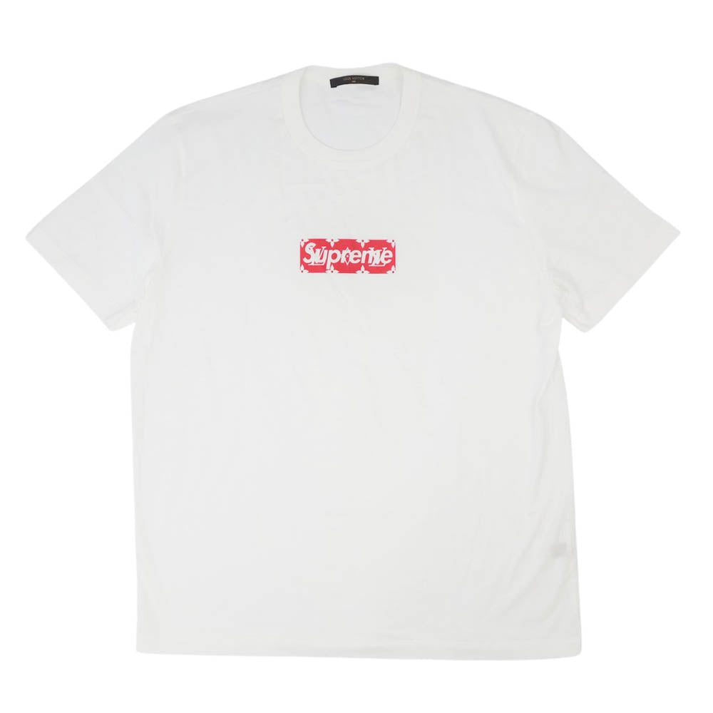 Supreme シュプリーム Ｔシャツ × LOUIS VUITTON ルイヴィトン 17AW Box Logo Tee ボックスロゴ モノグラム Tシャツ L ホワイト系 L【美品】