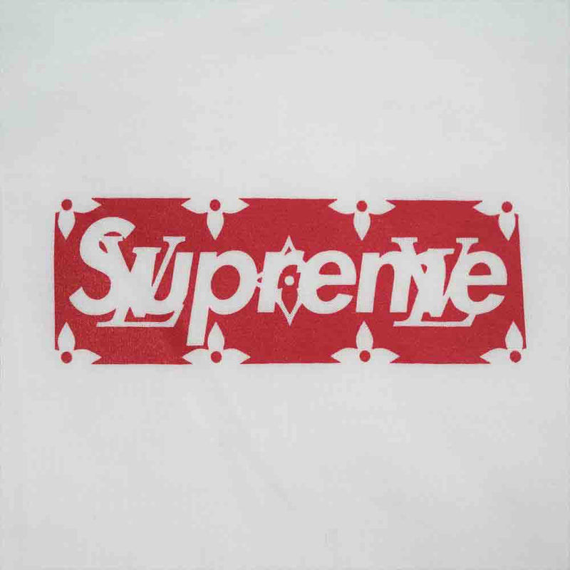 Supreme シュプリーム Ｔシャツ × LOUIS VUITTON ルイヴィトン 17AW Box Logo Tee ボックスロゴ モノグラム Tシャツ L ホワイト系 L【美品】