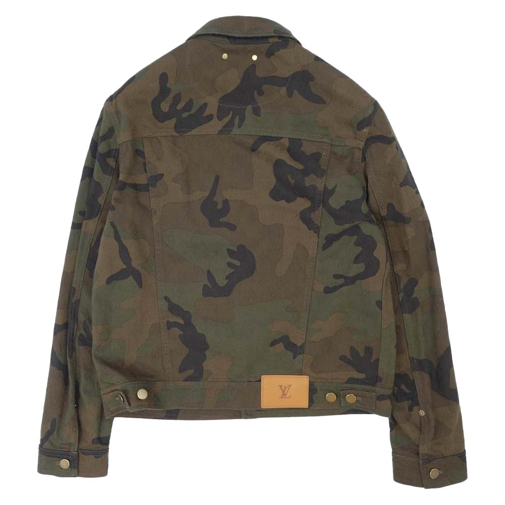 Supreme シュプリーム 17AW 1A3FKZ × LOUIS VUITTON LV Jacquard Denim Trucker Jacket ルイヴィトン ジャカード デニム トラッカー ジャケット モスグリーン系 カーキ系 48【美品】【中古】