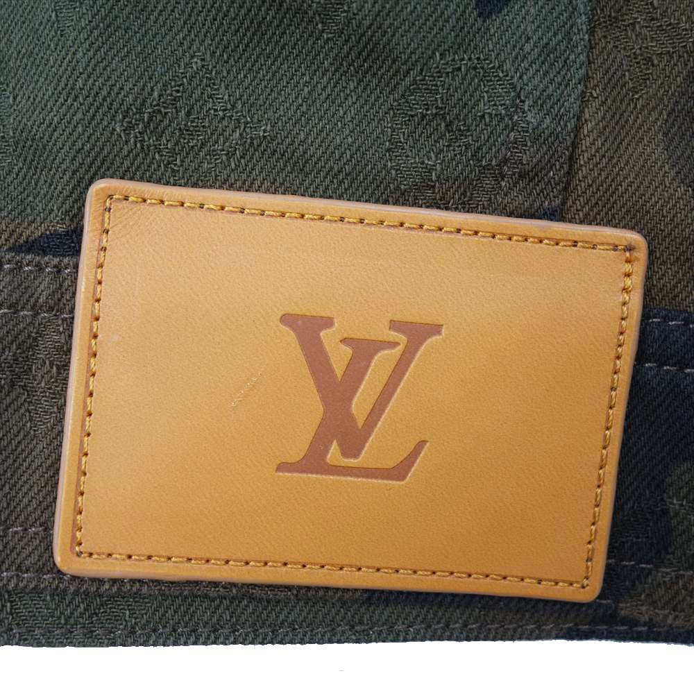 Supreme シュプリーム 17AW 1A3FKZ × LOUIS VUITTON LV Jacquard Denim Trucker Jacket ルイヴィトン ジャカード デニム トラッカー ジャケット モスグリーン系 カーキ系 48【美品】【中古】
