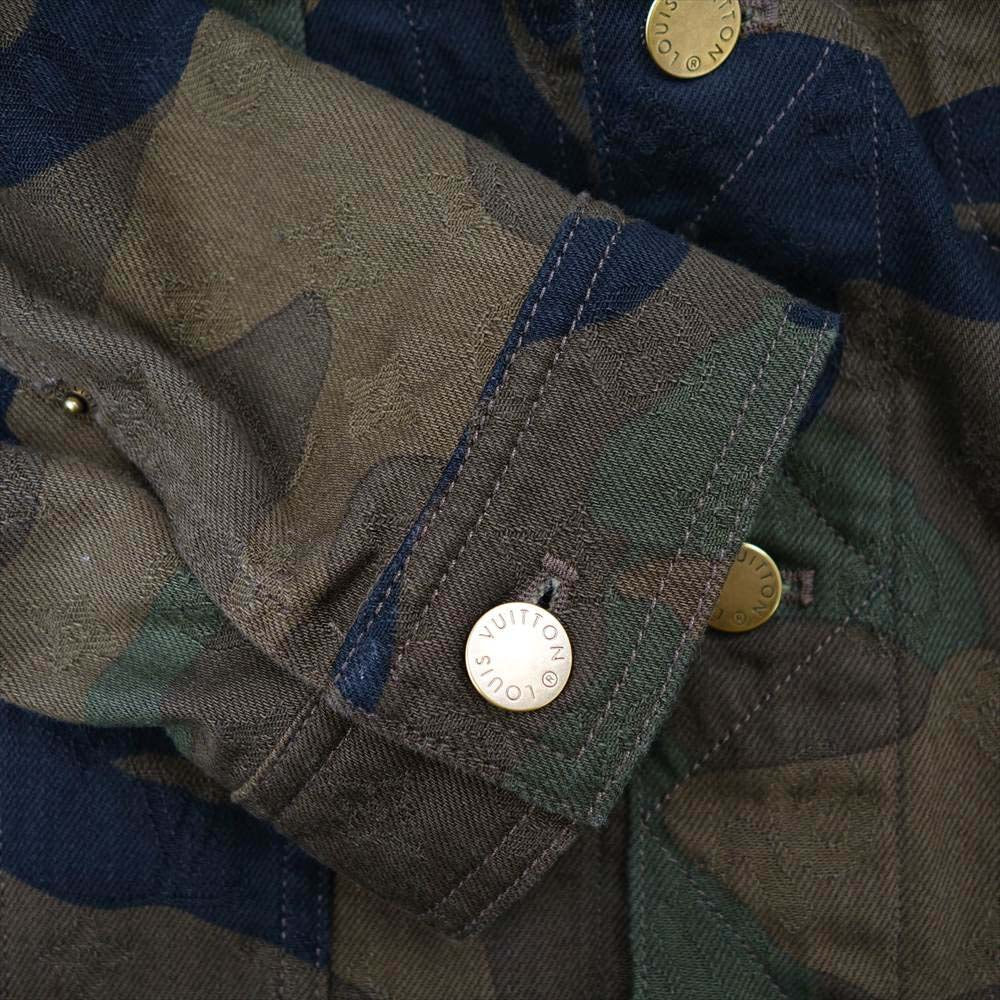 Supreme シュプリーム 17AW 1A3FKZ × LOUIS VUITTON LV Jacquard Denim Trucker Jacket ルイヴィトン ジャカード デニム トラッカー ジャケット モスグリーン系 カーキ系 48【美品】【中古】