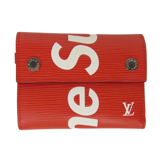 Supreme シュプリーム 17AW M67755 × LOUISVUITTON Chain Wallet Epi and Taiga Leather ルイヴィトン エピ タイガ レザー チェーン ウォレット  レッド系【極上美品】【中古】