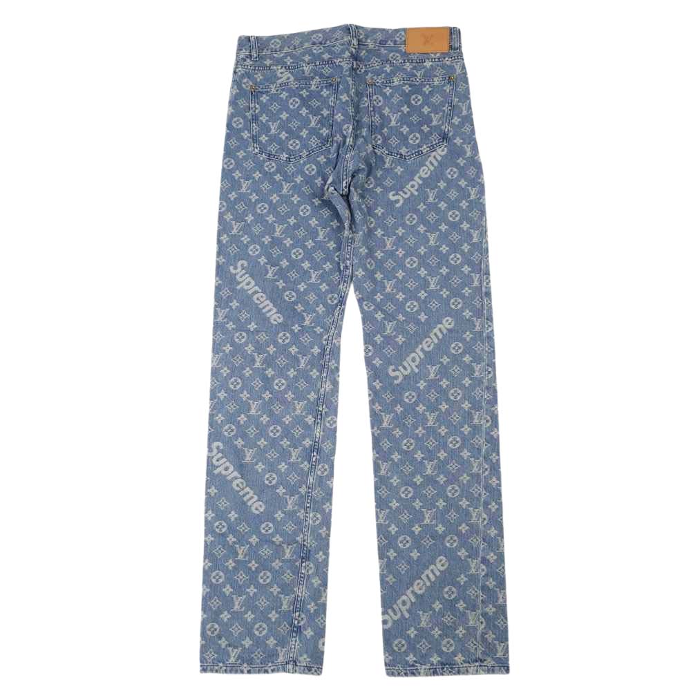 Supreme シュプリーム 17AW × LOUISVUITTON LV Monogram Regular Jeans ルイヴィトン モノグラム レギュラー ジーンズ デニム ライトブルー系 31【中古】
